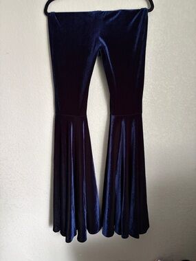 NASTY GAL AFTER PARTY velvet blue flared pants